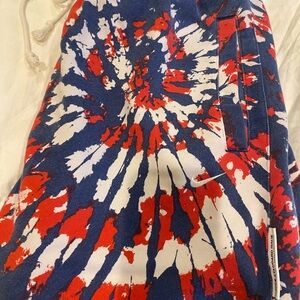 Red and Blue Tie-Dye Shorts